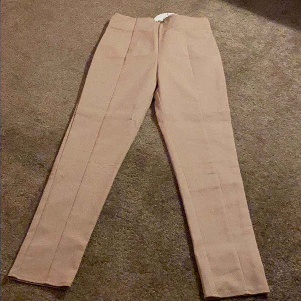 Beige high waisted skinny trousers